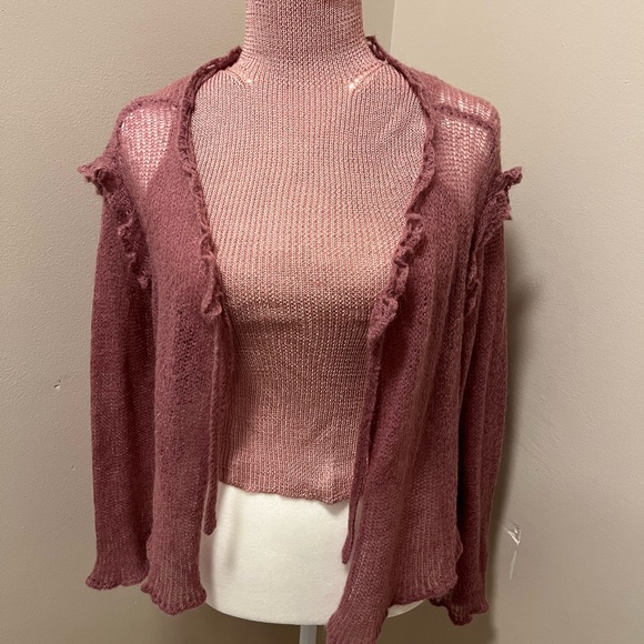 Vintage One of a kind knitted pink and violet 4 piece set - Picture 8 of 16